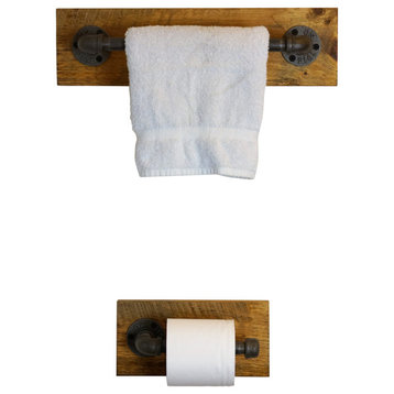 Farmhouse Matching Towel & TP Holder Set