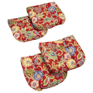 19" U-Shaped Outdoor Tufted Chair Cushions, Set of 4, Paisley