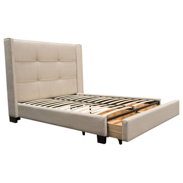 Beverly Eastern King Bed With Footboard Storage, Sand