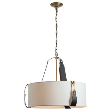 Hubbardton Forge 104070-1038 Saratoga Small Pendant, Antique Brass With Leather