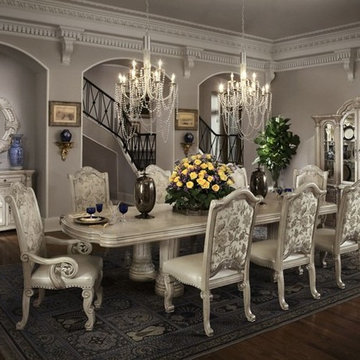 AICO Monte Carlo Rectangular Dining Table in Silver Pearl