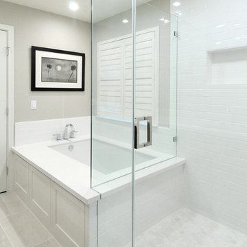 Contemporary and Bright Twin Bathrooms