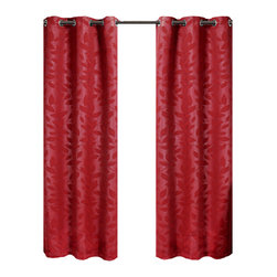 Royal Tradition - Virginia 2PC Blackout Weave Grommet Panels, Red, 74"x96" - Curtains