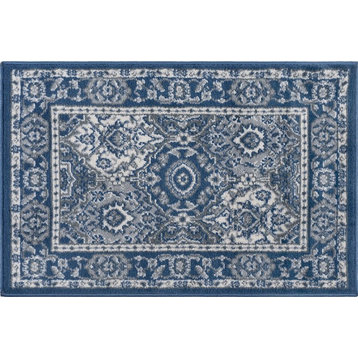Newcomb Traditional Oriental Navy Scatter Mat Rug, 2'x3'