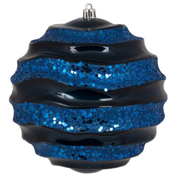 Vickerman M132131 8" Midnight Blue Candy Finish Wave Ball Christmas Ornament