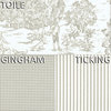 Tab Top Curtain Panels Pair French Country Pebble Toile Taupe Cotton