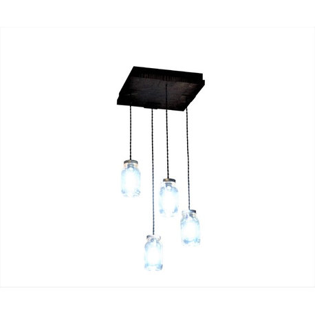 Simple Dining Mason Jar Ceiling Light with 4 Pendants