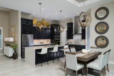 This is an example of a large contemporary kitchen in Miami.