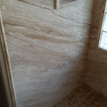 ForzaStone French Mocha Marble Walk in Shower