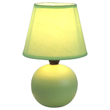 Sturdy And Simple Designs Mini Ceramic Globe Table Lamp, Green