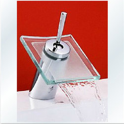 Glass Waterfall Bathroom Sink Faucet (Glass Spout)--H31091 - Bathroom Sink Faucets