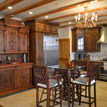 Traditional Kitchen with Antique Renaissance Buffet