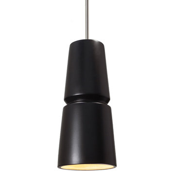 Small Cone 1-Light Pendant, Carbon Matte Black, Polished Chrome, Integrated LED
