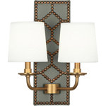 Robert Abbey - Robert Abbey 1034 Williamsburg Lightfoot - Two Light Wall Sconce - Designer: Williamsburg  Cord CoWilliamsburg Lightfo Carter Gray Leather *UL Approved: YES Energy Star Qualified: n/a ADA Certified: n/a  *Number of Lights: Lamp: 2-*Wattage:60w B Candelabra Base bulb(s) *Bulb Included:No *Bulb Type:B Candelabra Base *Finish Type:Carter Gray Leather/Polished Nickel