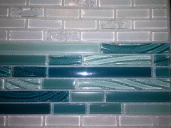 My Bathroom Remodel Tiffany Inspired Theme Here S A Close Up So You Can See The Glitter In Grout I Think It Going To Sparkle Like Mad Once Get My Chandelier