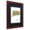 Marlene Watson 'Connecticut State Map-1' Art, Wood Frame, 16"x20", White Matte