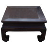 Square Oriental Dark Brown Craw Curved Legs Coffee Table