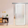 Sliding Glass Door With Frosted Design ALU100, 30"x81", Recessed Grip