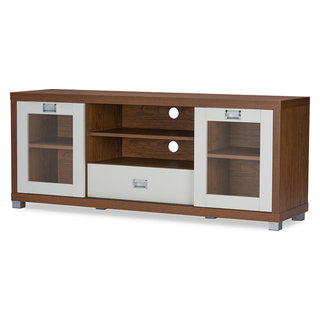 Baxton Studio Matlock Modern TV Stand With Glass Doors