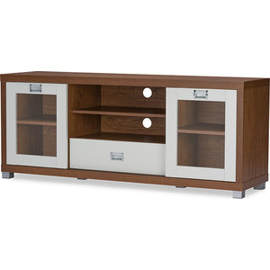 Viveka Dark Brown Wood Tv Cabinet With 2 Doors 47 Transitional
