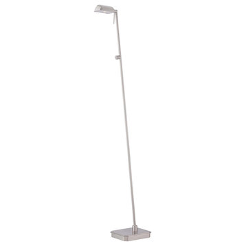 George'S Reading Room Floor Lamp in Brushed Nickel with Brushed Nickel glass