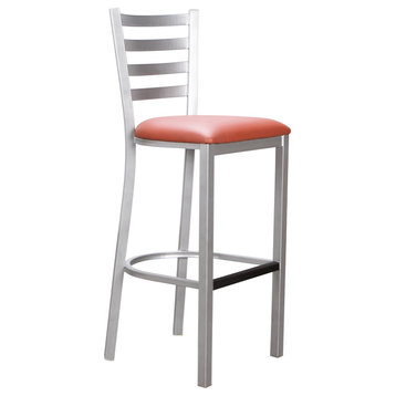 Linon Lassiter Metal Set of Two Barstools in Silver