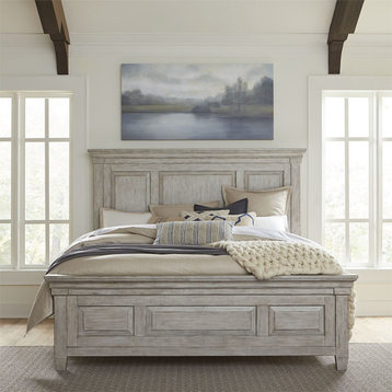 Liberty Furniture Heartland King Panel Bed in Antique White