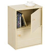 Furinno 11201SBE Pasir 2 Tier Bookcase With 2 Door/Round Handle, Steam Beech