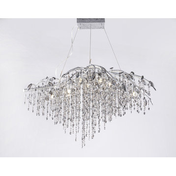 Branch Chandelier With Champagne Beaded Crystals, Silver