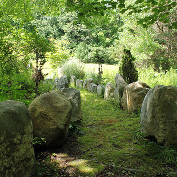 Rock Rich- mossy path to the forest garden and labyrinth