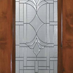 Slab House Single Door 80 Wood Alder Marsala 1 Panel 3/4 Lite Glass - Front Doors