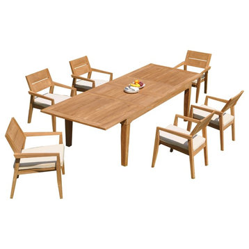 7-Piece Outdoor Teak Dining Set: 122" Rectangle Table, 6 Celo Stacking Chairs
