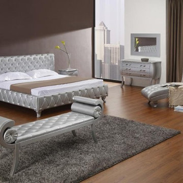 Monte Carlo - Silver Modern Bed with Crystals