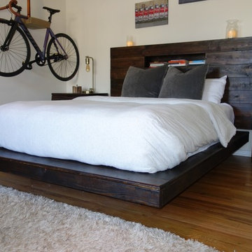 Dark Mahogany Floating Bed Frame & Headboard