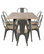 LumiSource Oregon 7-Piece Farmhouse Dining Set, Gray and Brown