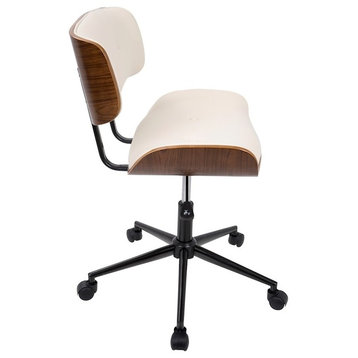 Lumisource Lombardi Adjustable Office Chair With Swivel, Walnut and Cream