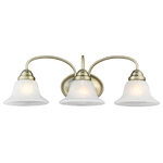 Livex Lighting - Edgemont Bath Light, Antique Brass - This three light bath vanity from the Edgemont collection is a fine and handsome fixture that features white alabaster glass. Edgemont is comprised of traditional iron forms in an antique brass finish.