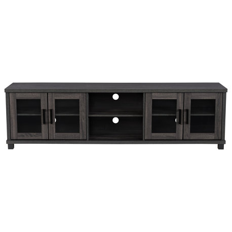 CorLiving Fremont TV Bench with Glass Cabinets for TVs up to 95", Dark Grey