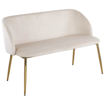 Lumisource Fran Contemporary Gold Steel And Cream Velvet Bench BC-FRAN AUVCR