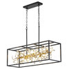 8-Light Black Chandelier With Gold Branch And Clear Crystal Accents