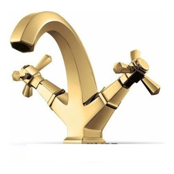 N&icirc;mes Gold Finish Dual Handle Lavatory Sink Faucet - Bathroom Sink Faucets