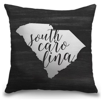 "Home State Typography - South Carolina" Outdoor Pillow 18"x18"