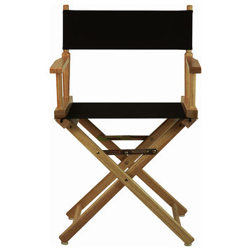 18" Director's Chair With Natural Frame, Black Canvas