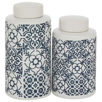 Country Cottage White Ceramic Decorative Jars Set 70383