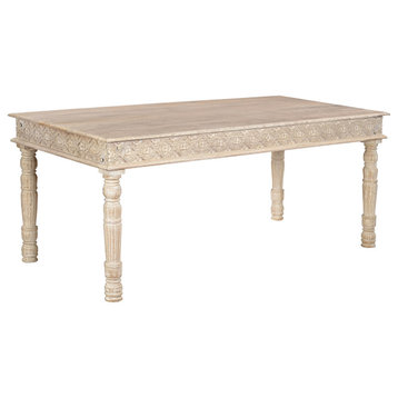 Wiley Carved Dining Table, Sand White, 72" W