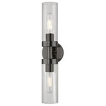 Livex Lighting - Ludlow 2 Light Black Chrome ADA Vanity Sconce - Add a dash of character and radiance to your home with this wall sconce. This two-light fixture from the Ludlow Collection features a polished black chrome finish with a clear glass. The clean lines of the back plate complement the cylindrical glass shades creating a minimal, sleek, urban look that works well in most decors. This fixture adds upscale charm and contemporary aesthetics to your home.