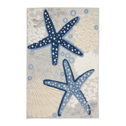 Nourison - Nourison Aloha 2'8" x 4' Blue/Grey Coastal, Nautical & Beach Area Rug - Doormats