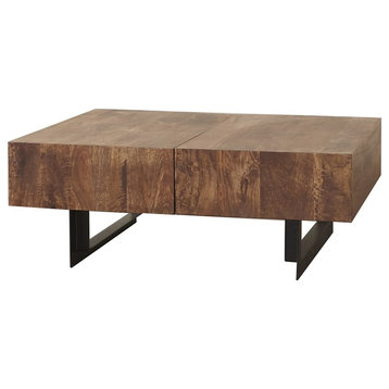 Mod-Arte Glide Brown Modern Hard Wood Coffee Table with Sliding Top