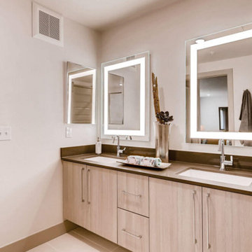 Double Vanity with Seura Allegro Lighted Mirrors