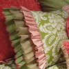 20x26 Green Damask with Green, Pink, and Sage Triple Ruffle Standard Sham